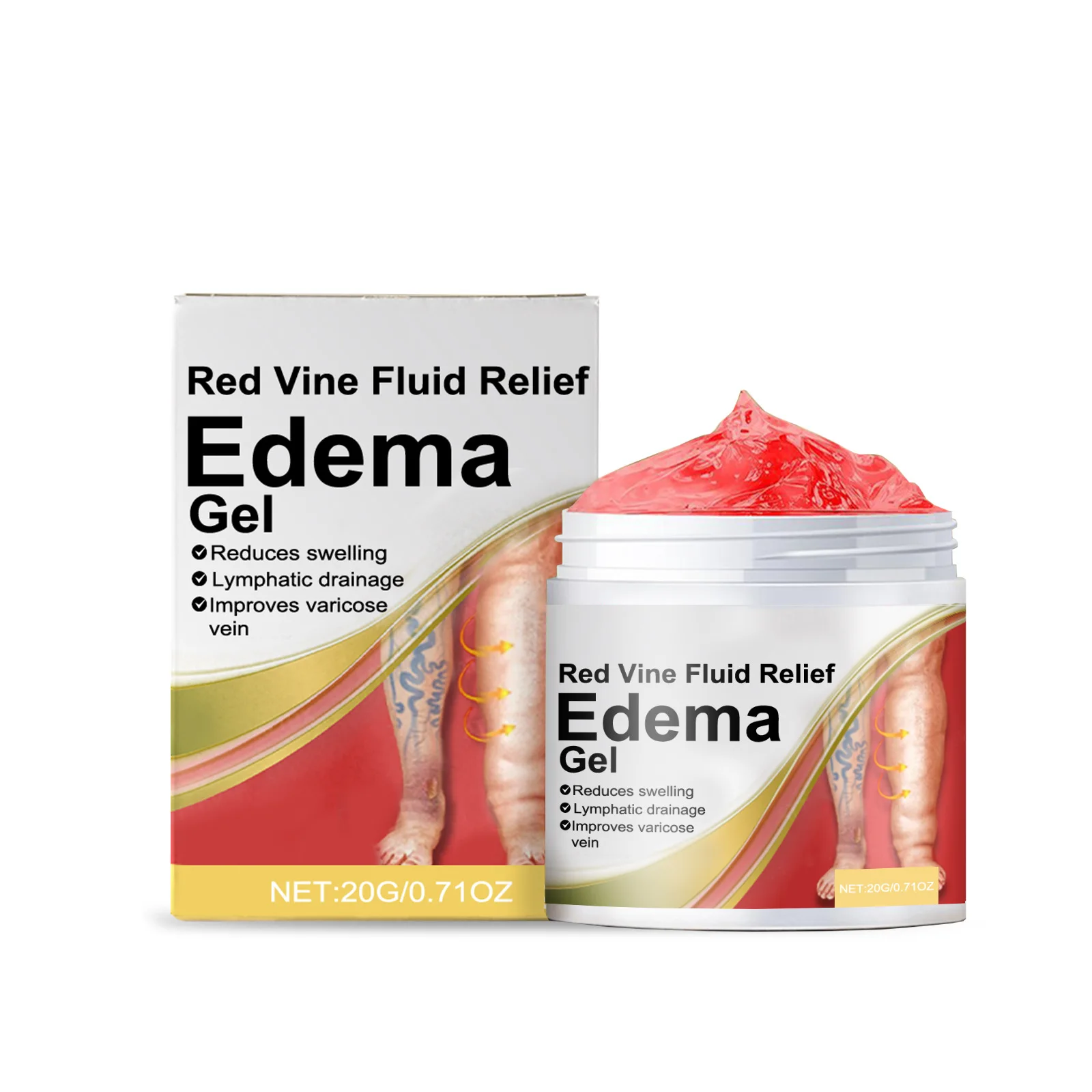 Foot Care Gel Red Vine Blood Circulation Improvement Lymphatic Drainage Legs Edema Swelling Removal Varicose Vein Treatment 20g