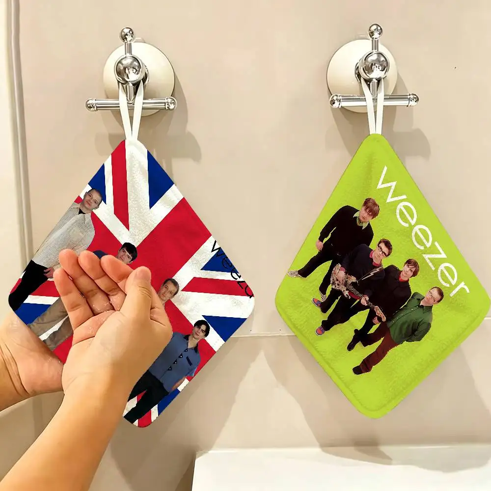 Rock Band Weezer Hanging Kitchen Towel, Polyester Cotton Material, Multipurpose Hand Wiping Towel for Family