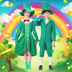 Disfraces de Leprechaun para niños y niñas, vestido de fantasía verde de la suerte brillante, Día de San Patricks, vacaciones internacionales, gnomo irlandés