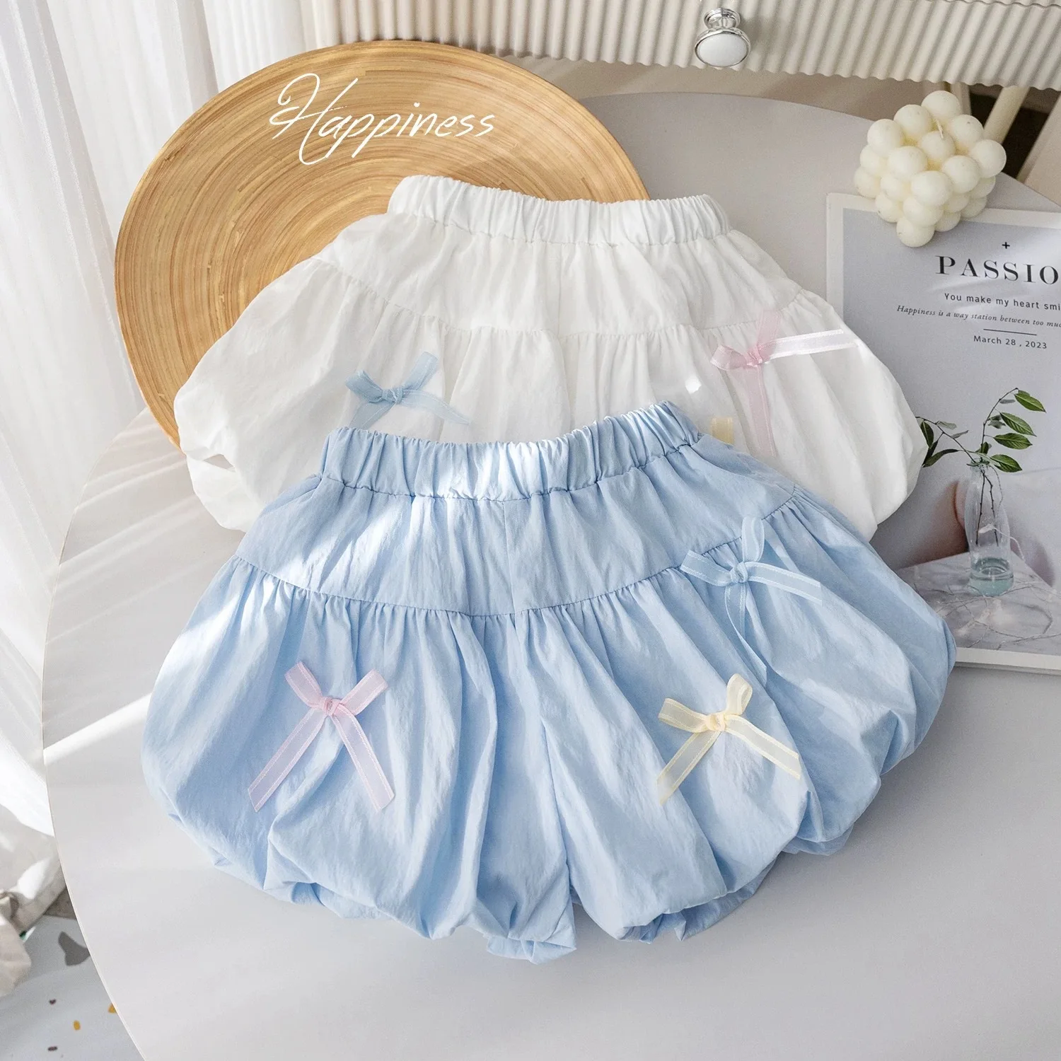 

Little Girls Summer Shorts Korean Small Fresh Solid Color Kid Baby Girls Bow Flower Bud Pants Casual Folded Toddler Girls Shorts