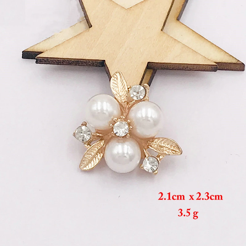 10pcs Alloy Pearls Rhinestone Buttons Gold Creative Flower Handmade Ornaments Earring Choker Hair Crafts DIY Jewelry Accessories