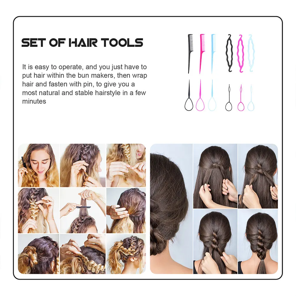 

12 Sets Hair Braider Accessories for Girls Braiding Kit Plastic Bun Makers Making Tools Messy Miss