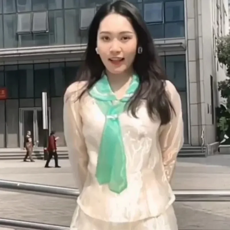 Chemise transparente en Organza brillant et doux, jupes à cravate, uniforme Lolita Cos Cross-dressing Jk, vêtements de fête privée transparents