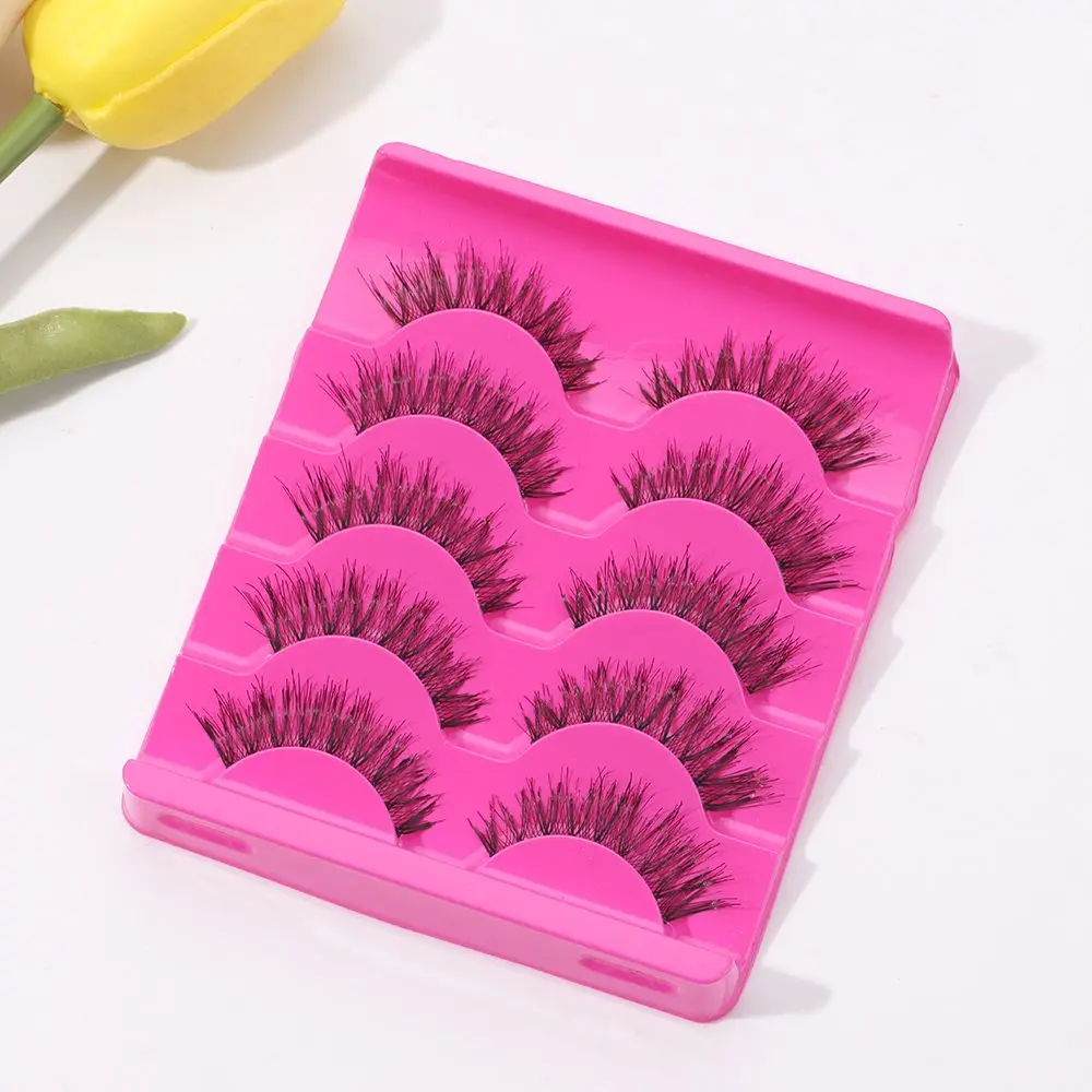 5 Pairs Beauty Handmade Makeup Cross Eye Lashes Extension Thick False Fake Eyelashes