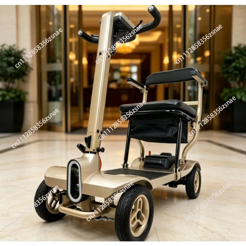 15KG Ultra‑Light Folding 4‑Wheel Mobility Scooter, Portable Electric Scooter for Travel Daily Commute