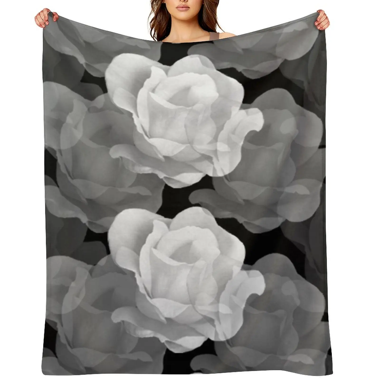 

Ghost Roses Throw Blanket Summer Large Bed covers Blankets