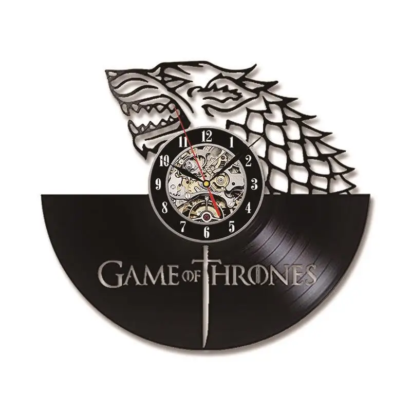 سجل ساعة حائط مسجل فينيل ساعة لعبة من عروش ساعة حائط هدية عيد ميلاد ديكور المنزل