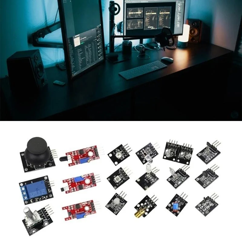 Sensor-Sortiment-Kit 37 in 1 Neues Starter-Sensor-Modul-Kit für DIY-Projekte mit Neigungsschaltmodulplatine F19E