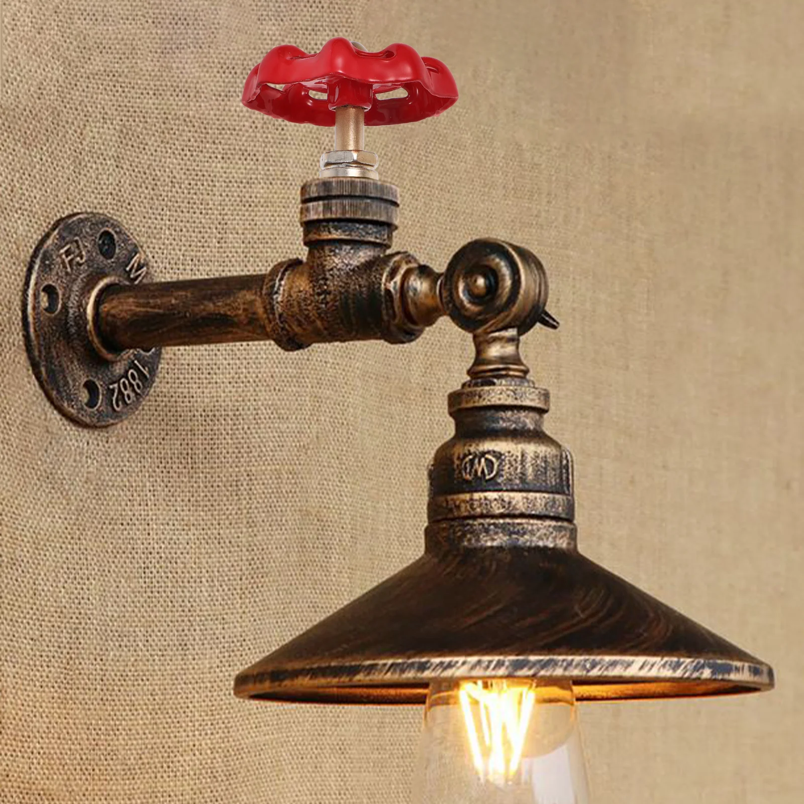 

Vintage Steampunk Light Valve 1/2 Inch Iron Wiring Adjustable Dimmer For Water Pipe Lamp Table Switch Industrial