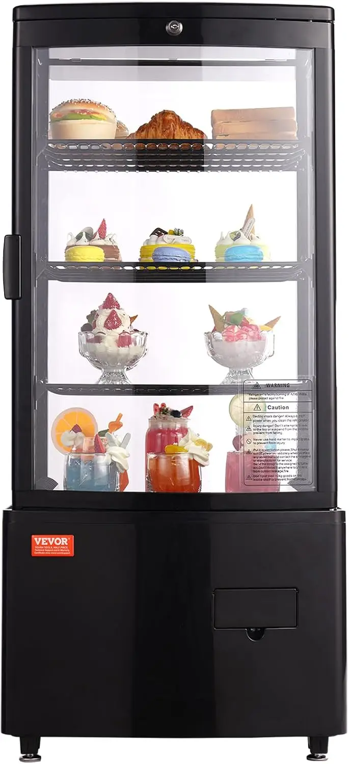 

Refrigerated Display Case, 3 Cu.Ft./85L Countertop Pastry Display Case, 3-Tier Commercial Display Refrigerator with LED Lighting
