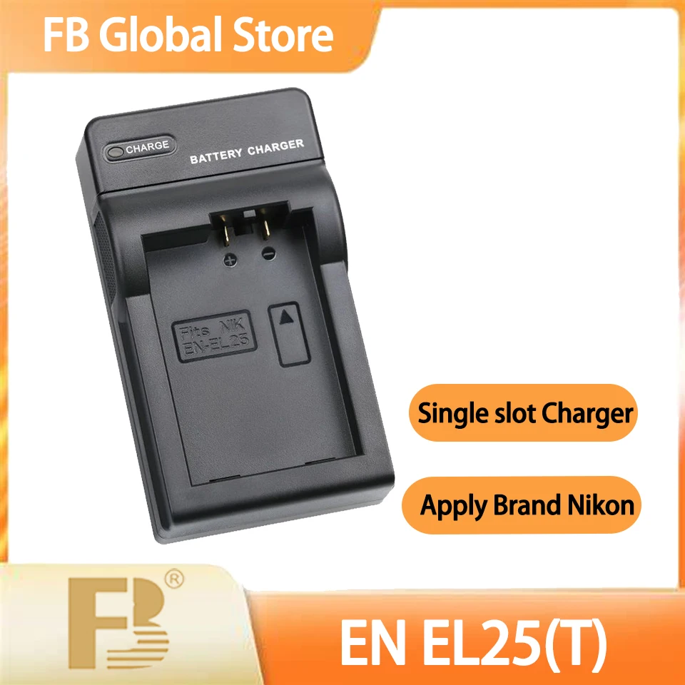 FB EN-EL25(T) Single Slot Micro USB Input Port Lightweight Portable Camera Battery Charger for Nikon EN-EL25