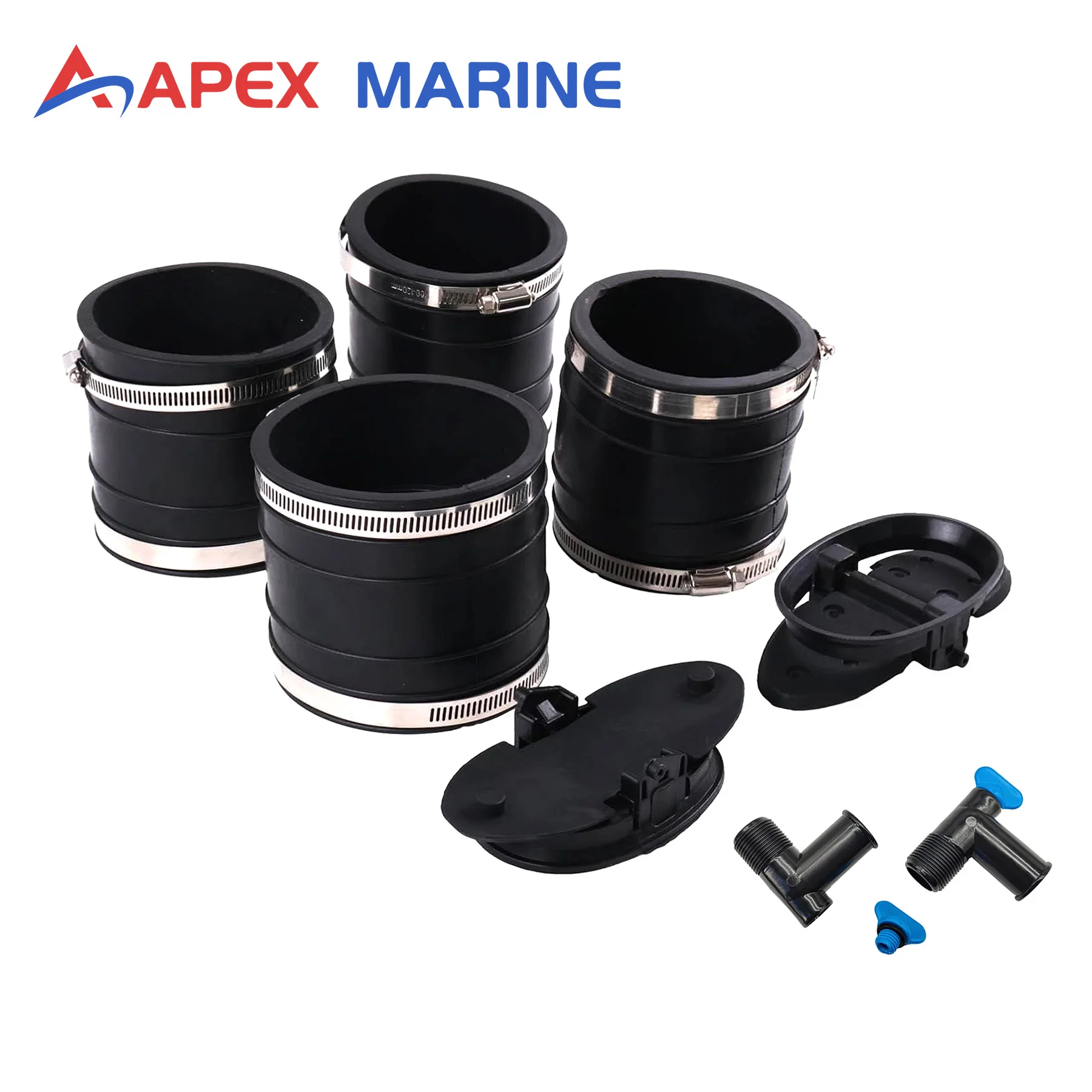Exhaust Y-Pipe Kit with Drain Elbow Plug Fits for Mercruiser V6 V8 Sterndrive Motors 14358T 44348T 807166A3 862210A01 806926A1