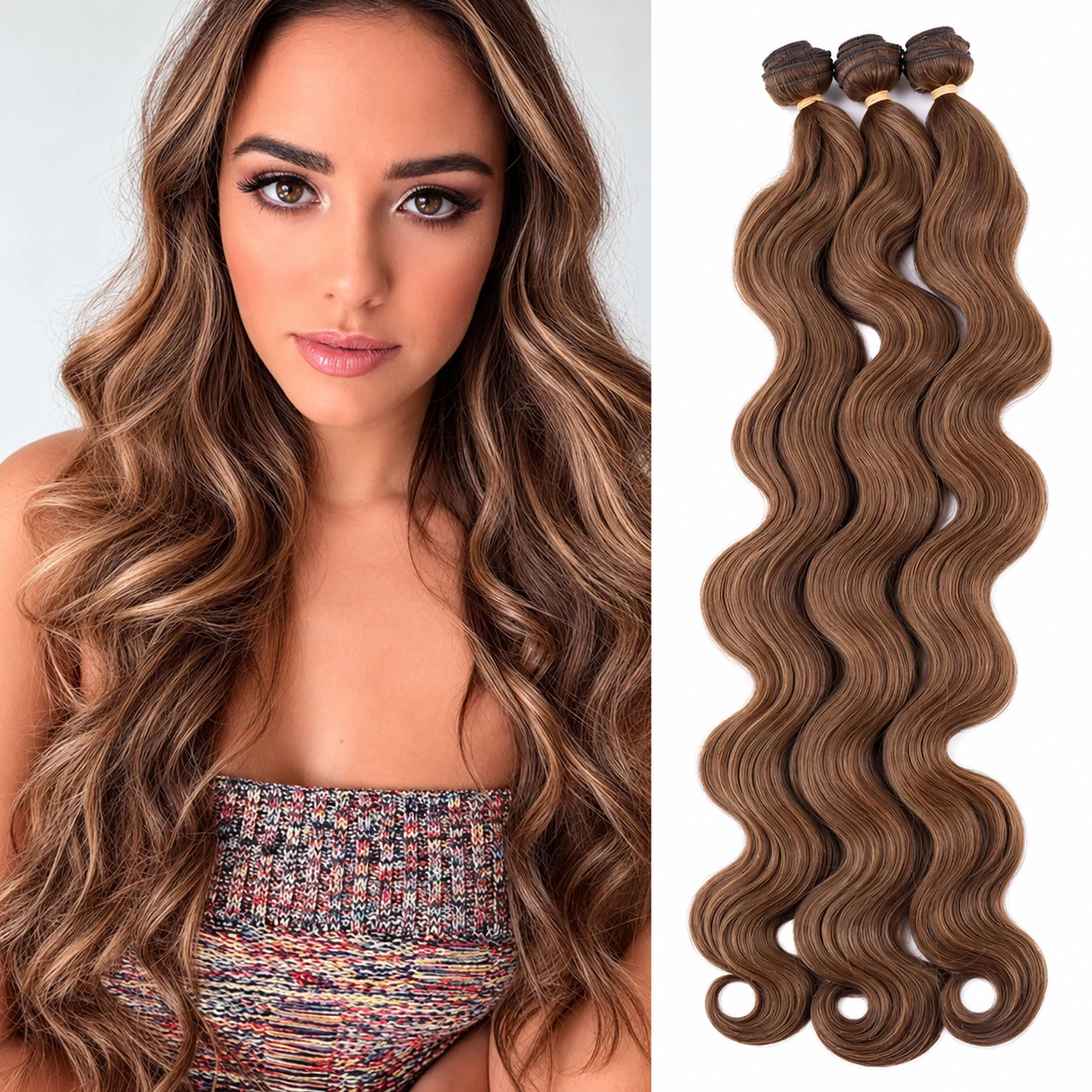 Synthetic Hair Bundles Weaves and Blends Body Wave Bundle Deals Hair Extension,Snake Curl Big Body Wavy Crochet Hair