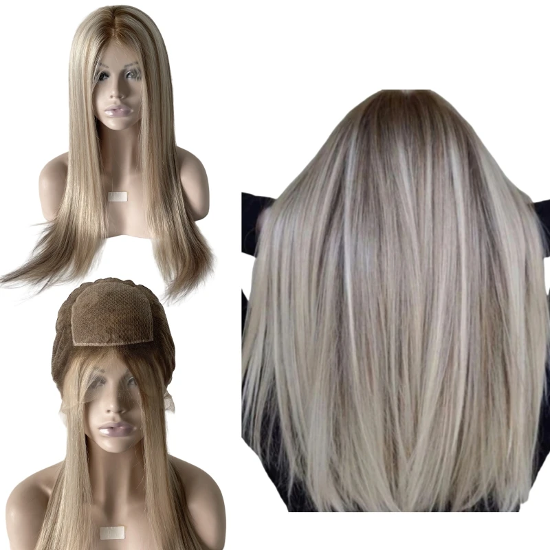 

16 inches Malaysian Virgin Hair #6T60 Jewish Straight Wig High Quality Wigs for White Women