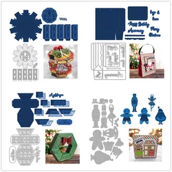 Deck The Halls Drum Box Gift Bag Christmas Characters Cutting Dies for New 2024 Scrapbooking Paper Making Card Craft Supplies