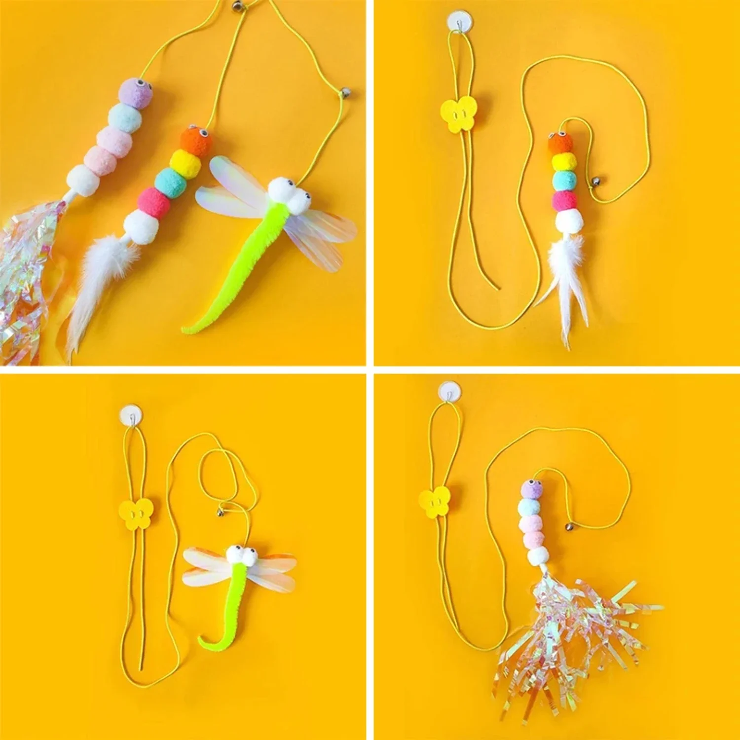 Exciting Cat Toy Set with Elastic, Energetic Design for Playful Felines - Keep Your Kitty Entertained for Hours with Hanging Tea