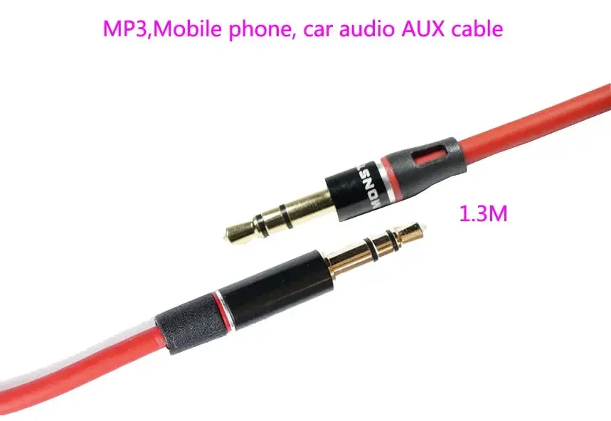 Câble audio I de studio compatible avec Monster Beats, casque, poignées, 3,5 à 3,5mm,4.2 pieds, 1.25m, HD, Rer, Pro, ox