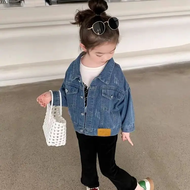 Girls Coat 2025 New Children's Casual Top Small Short-sleeved Children's Clothing Foreign Style Cardigan Baby Spring and Autumn