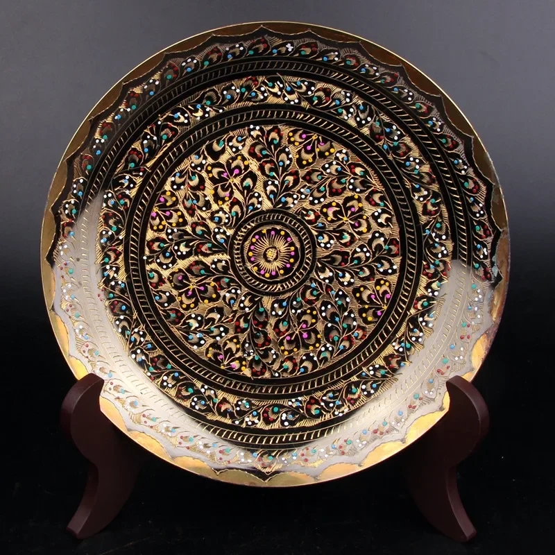 

Bronze handmade color dot wall hanging plate home hotel restaurant entrance antique copper plate ornaments