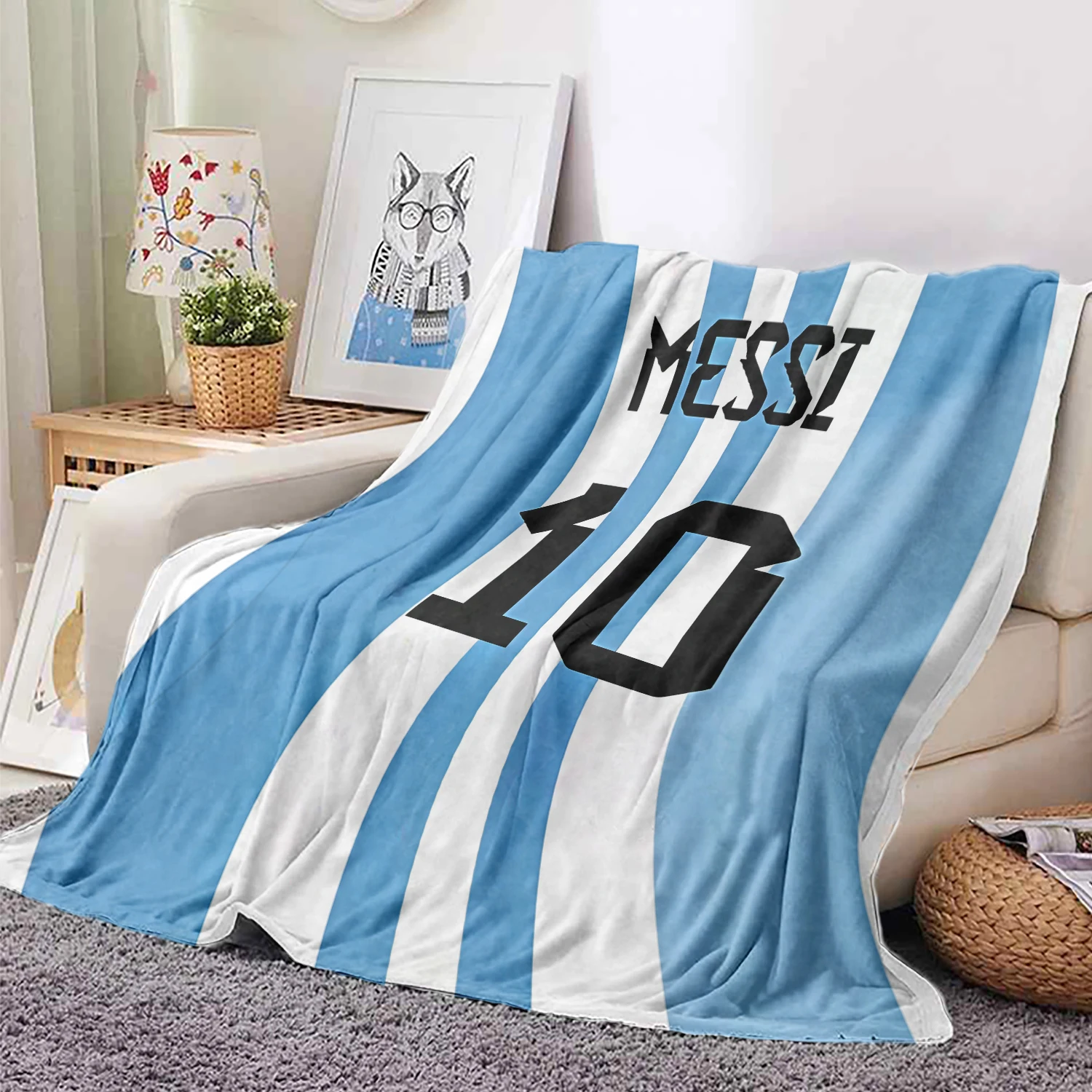 أربعة مواسم العالمي لكرة القدم ستار MMMessi 10 بطانية مطبوعة السرير التخييم أريكة رقيق البطانيات الناعمة ستوكات الفراش