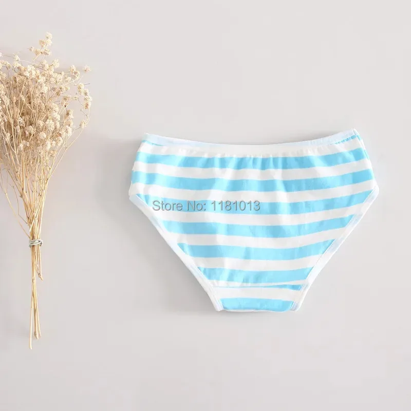 Cute Girl Striped cotton elastic low waist briefs ( anime style Blue white / Green white / Pink white Striped Panties)