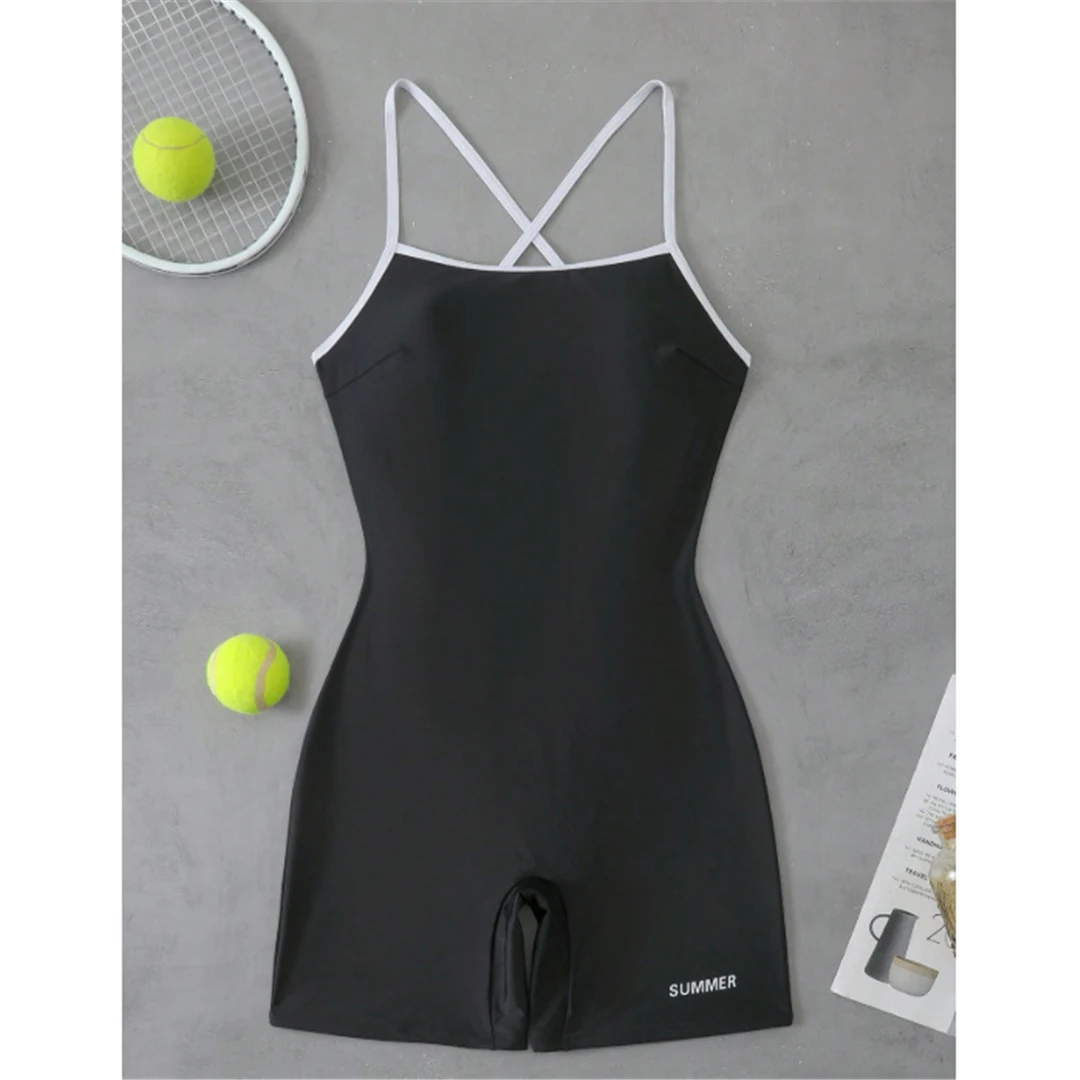 S - XL 2026 Cross Back Einfarbiger Surfanzug Damen Badeanzug Einteiliger Badeanzug Damen Shorts Gepolsterter Badeanzug Badebekleidung Schwimmanzug V7857 – Detail 8