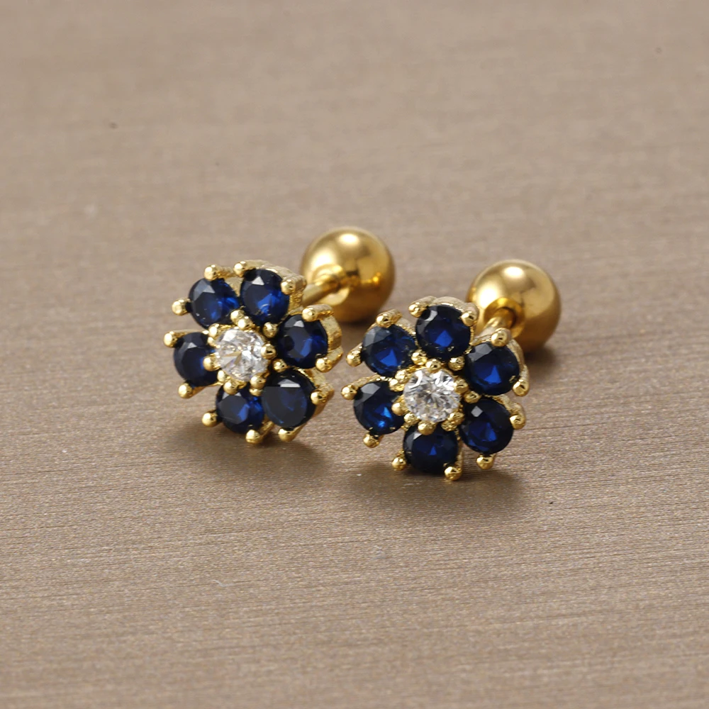 Women's Light Luxury Zircon Flower Stud Earrings