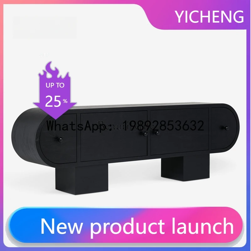 

QQ Современный простой шкафчик из цельного дерева, американский кантри, средний антикварный черный шкаф для хранения в стиле ретро, минималистичный шкаф для телевизора для гостиной