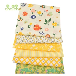 Chaihno, tessuto di cotone Twill stampato floreale giallo, vestiti Patchwork, trapuntatura cucito fai-da-te per biancheria da letto per bambini, materiale camicia