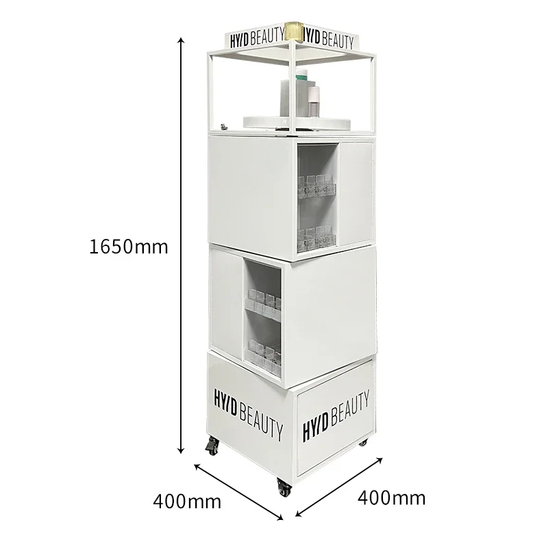 Store Cosmetics Display Rack 4-Side Item Display Cabinet