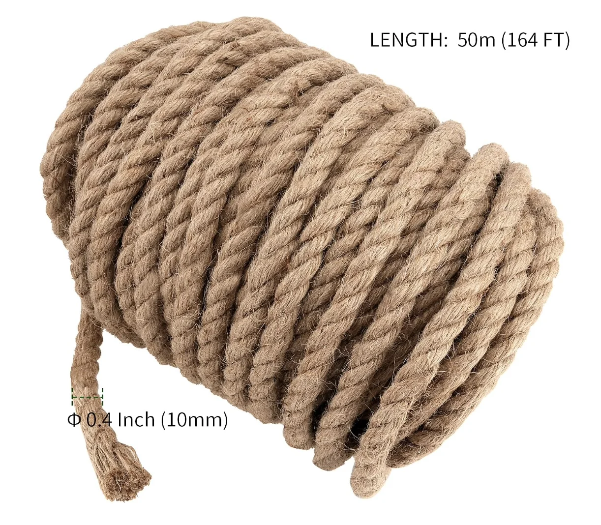 

10/20/30/40/50M 10mm Jute Rope, Natural Jute Twine, Hemp Rope for DIY Arts Crafts, Gardening, Bundling, Home Decoration