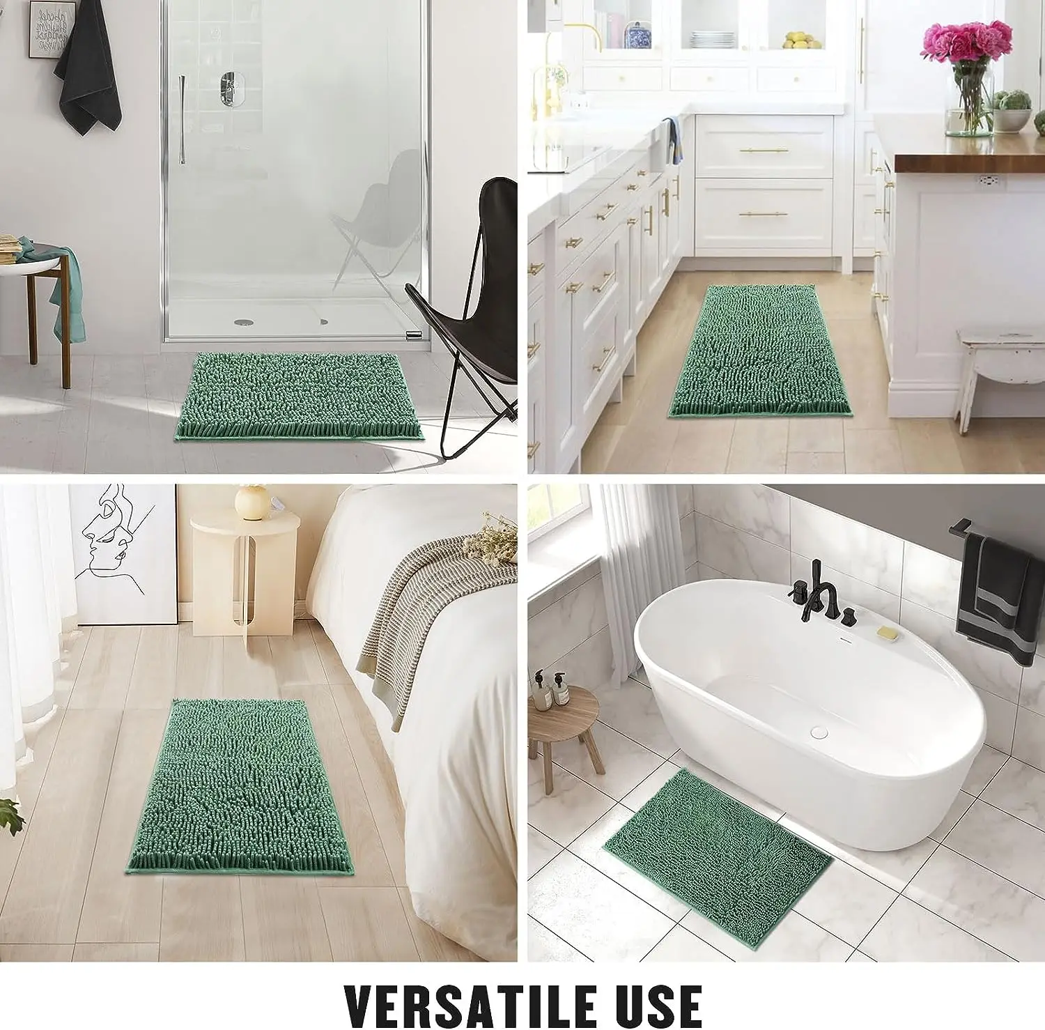 Ultra-Soft Microfiber Bathroom Carpet-Washable Chenille Mats For Bathrooms And Bedrooms-Quick-Dry And Absorbent