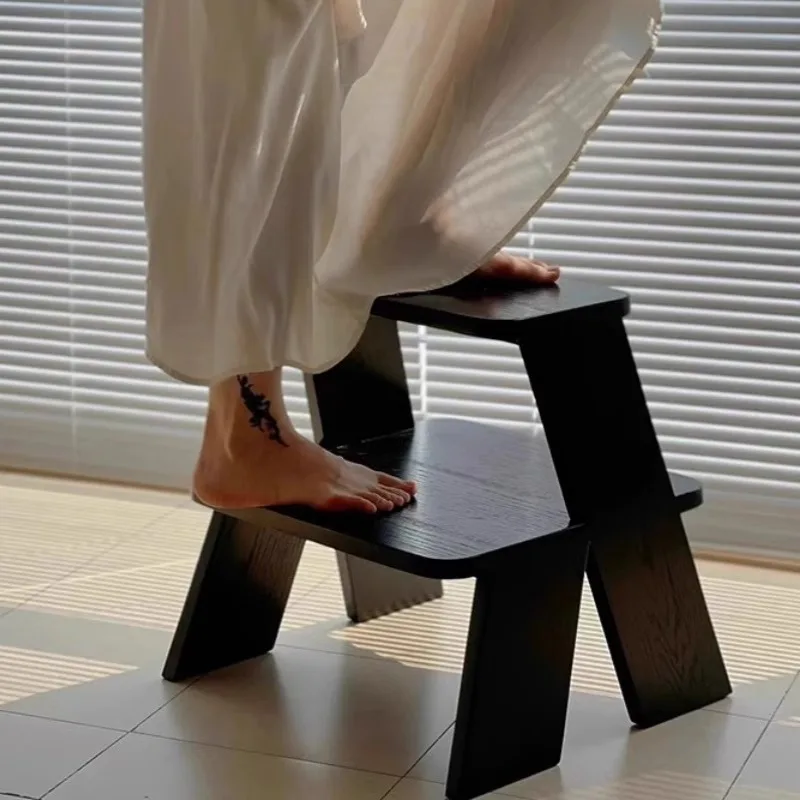 Modern Multifunctional Solid Wood Ladder Stool for Home Furniture in Living Room or Bedroom Versatile Footstool & Coffee Table