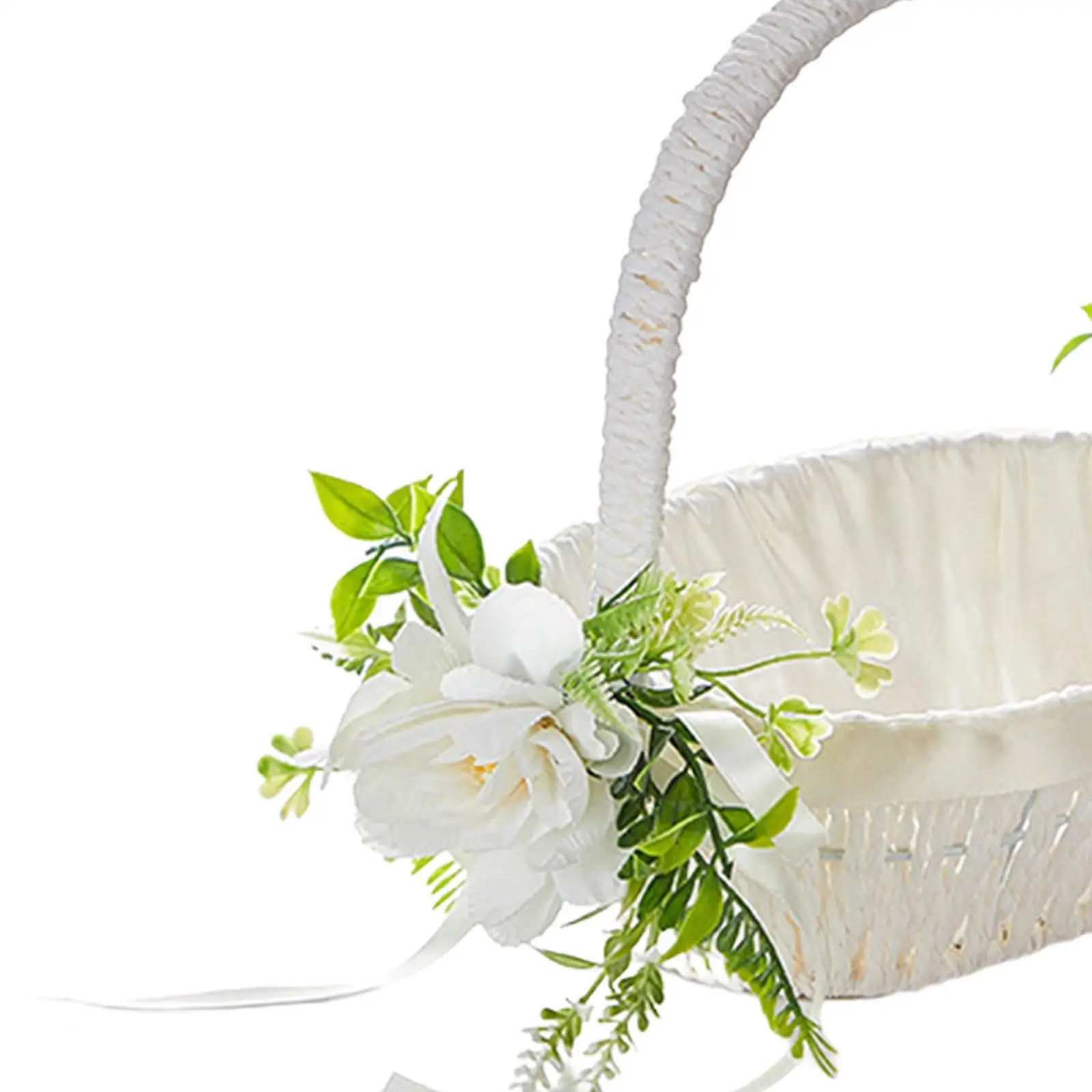 سلة فتاة الزهور لحفلات الزفاف، سلة من الدانتيل لوصيفات العروس، سلة زهور من الساتان للولائم وديكور حفلات الزفاف #5