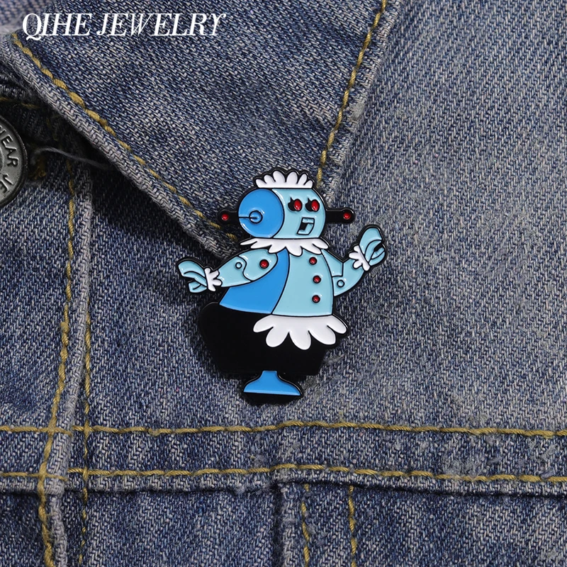 Cartoon Roboter Brosche Emaille Pins lustige kreative Metall Abzeichen Anstecknadeln Rucksack Kleidung Schmuck Zubehör Geschenk für Freunde