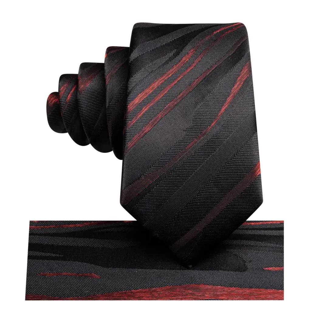 

Silk Tie For Children Black Red Striped Luxury Designer Handky Child Necktie 120CM Long 6CM Wide Fashion Party Dropship Hi-Tie