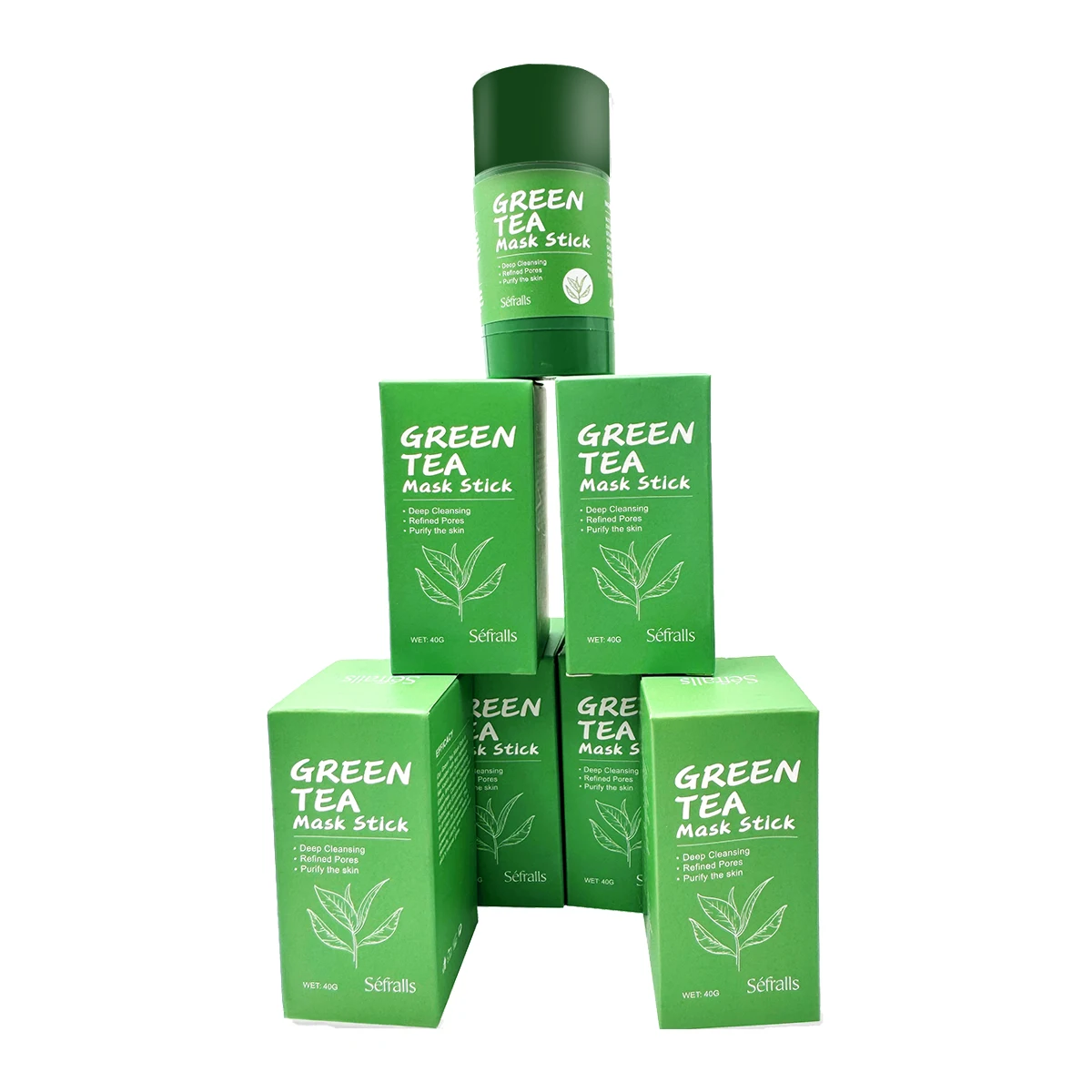 Séfralls Green Tea Mask Stick 40g * 7pcs/set Poreless Deep Cleanse Mask Blackhead Remover with Green Tea Extract,