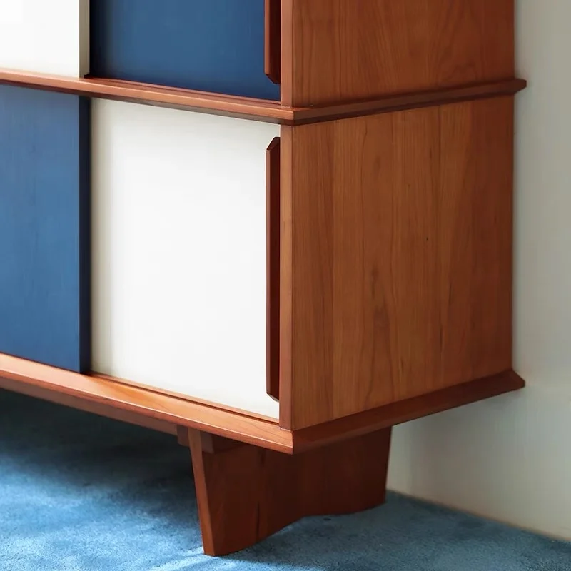 Vintage classic design multi-color sliding door solid wood storage sideboard dining room sideboard living room apartment villa
