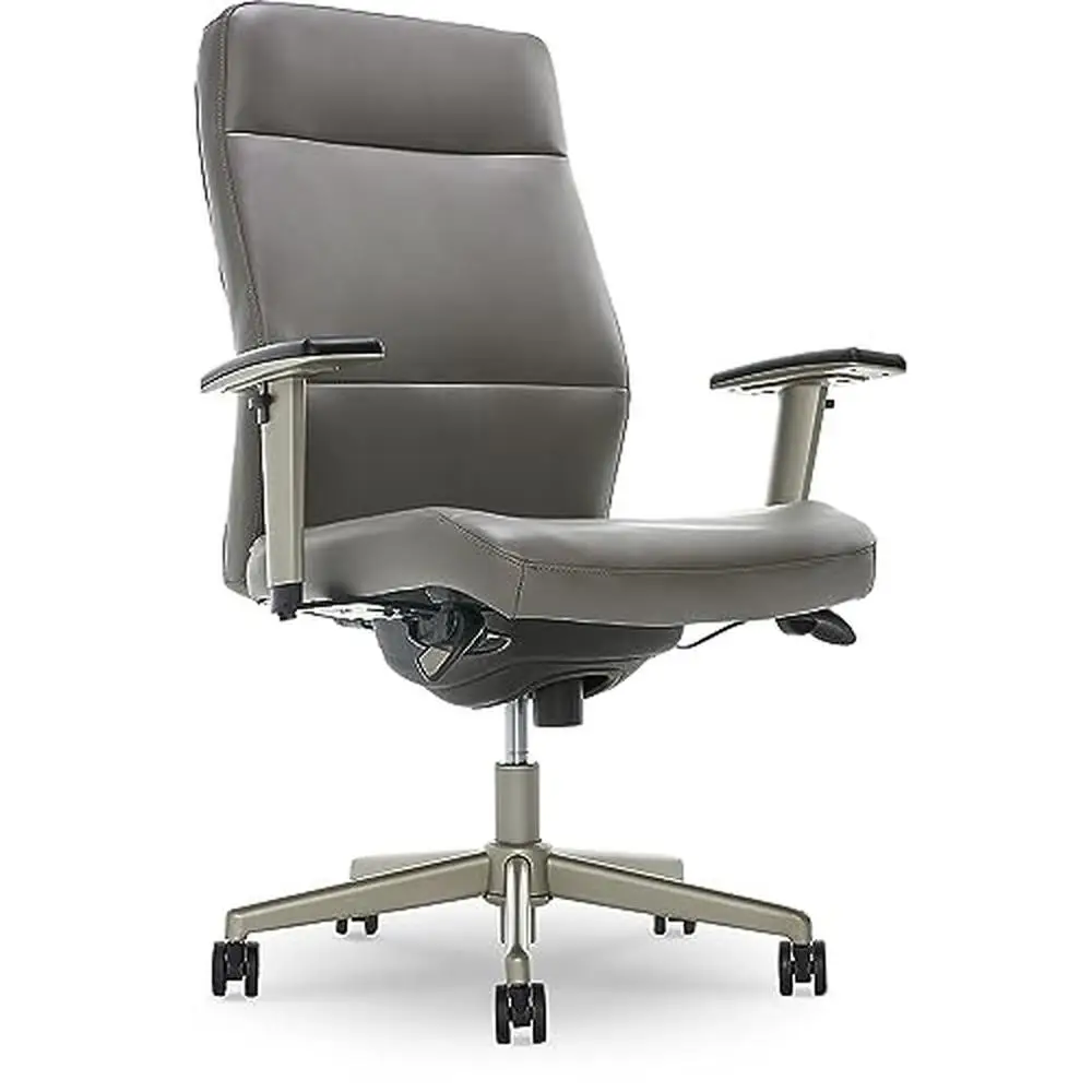 

Ergonomic Gray Faux Leather Swivel Executive Chair with Head Support and Lumbar Contour 275lbs Rated Weight Capacity Modern