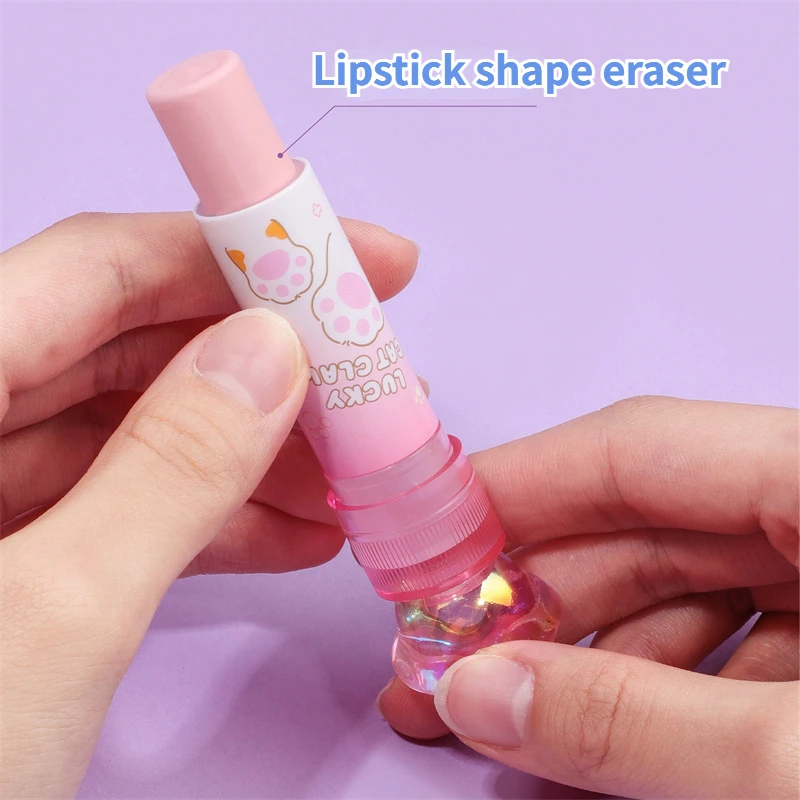 1Pc Kawaii Crystal Cat Paw Rubber Eraser Automatic Pencil Eraser Correction Tool Kids School Office Supplies Creative Stationery