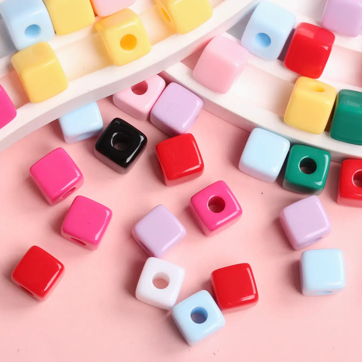 

10pcs 10mm Candy Color Frosted Transparent Solid Jewelry Making Square Acrylic DIY Necklace Bracelet Earrings Keychain