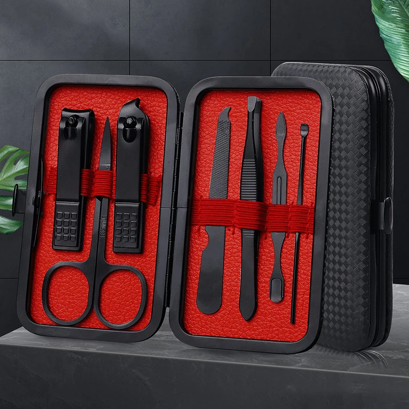 

7 шт., набор кусачек для ногтей из нержавеющей стали, черный нож для ремонта ногтей и ремонта ног, маникюрные инструменты, профессиональные