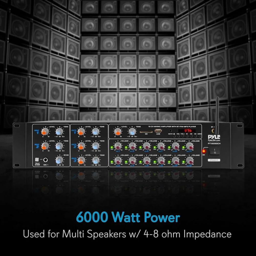 Draadloze Bluetooth Eindversterker-4000W Rack Mount Multi Zone Sound Mixer Audio Home Stereo Ontvanger Box Systeem W/Rca, Usb