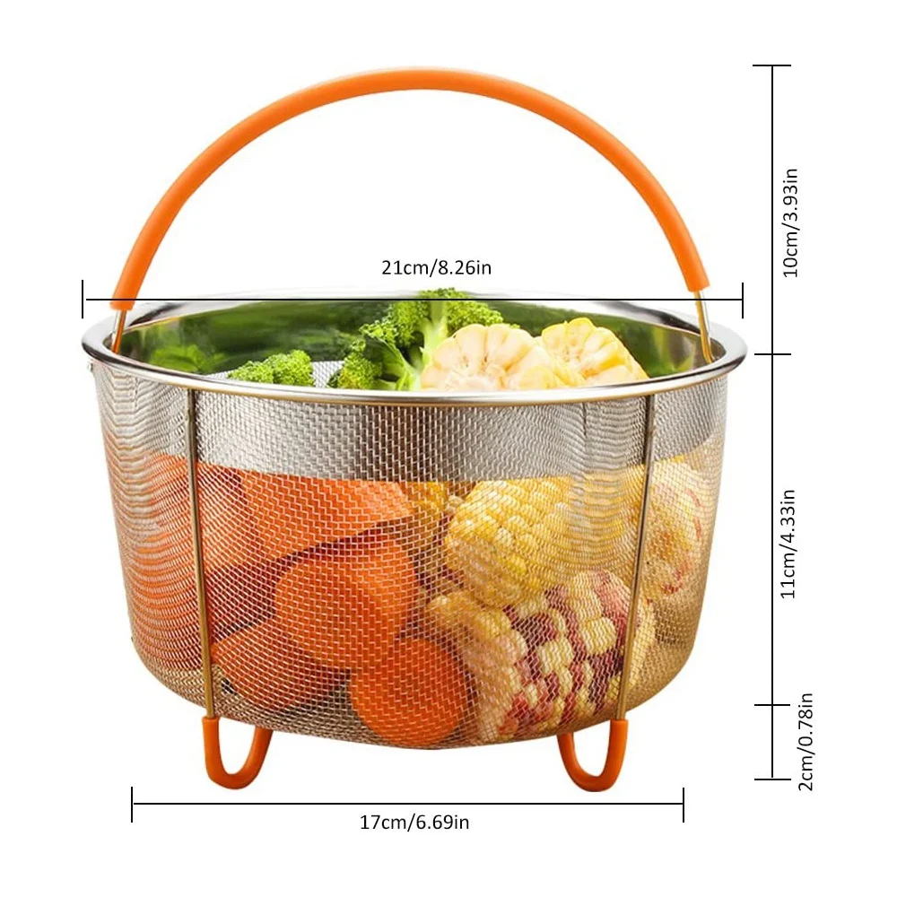 Aço inoxidável Steamer Basket Set,Instant-Pot Acessórios para Ninja Foodi, Panela de pressão e Multi Cooker,6Qt