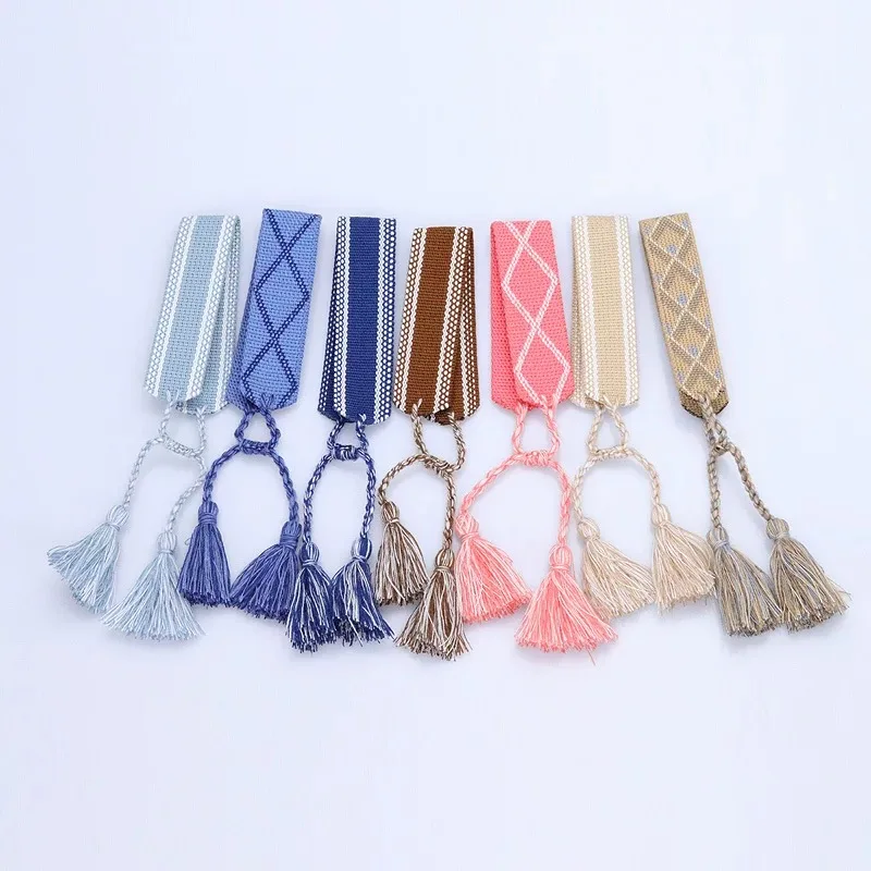Ethnische Persönlichkeit geflochtenes Stoff armband für Frauen böhmischen verstellbaren Armband hand gefertigten Handgelenk Armband Quaste Modeschmuck – Detail 14