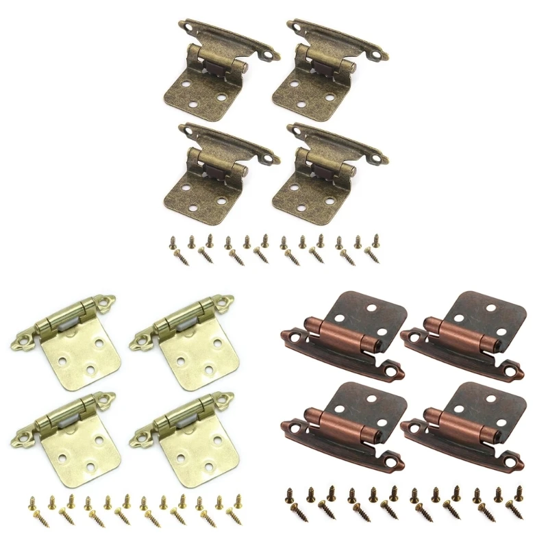 

4Pcs Antique Closing Hinges Kitchen Cabinet Door Hinges Decorative Hardware for Bathroom Furniture Cupboard