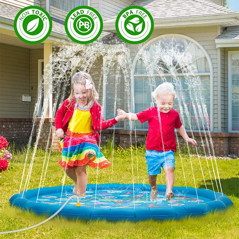 Splash Pad สำหรับเด็กกลางแจ้งของเล่น Chilfren Sprinklers Play Mat สำหรับสนามหลังบ้านสวนน้ำฤดูร้อนเด็กวัยหัดเดินสระว่ายน้ำของขวัญ