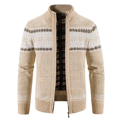 Men's Knit Cardigan Christmas Fleece Sweater Coat Fashion Casual Jacket High Quality Male Wool Cashmere Clothing