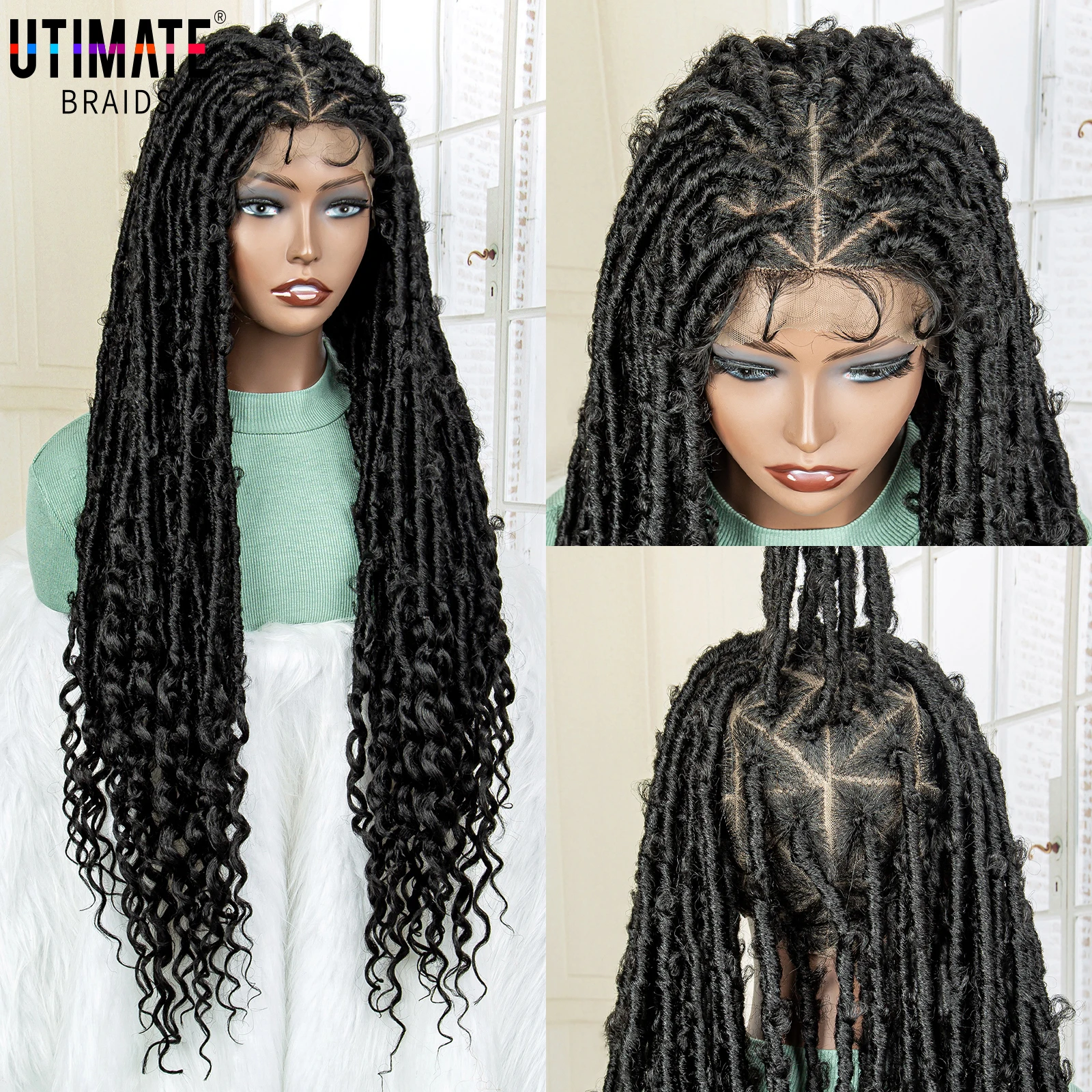 

Synthetic Braided Wigs Knotless Wig with Baby Hair Lace Front Wig Dreadlock Wig Full Lace Curly Ends Wig Box Braids Afro Wig
