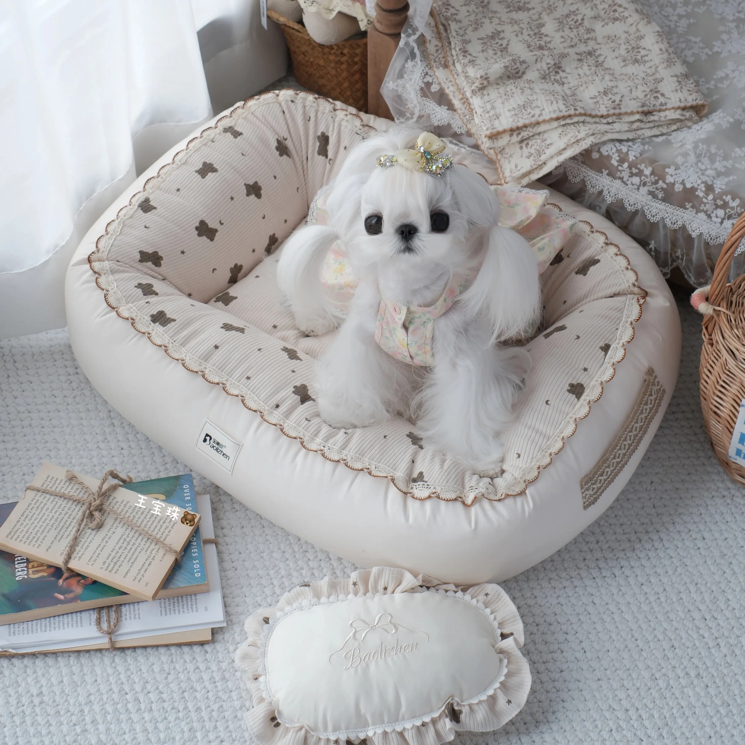 Cute Cotton Warm Pet Nest Printing Easy To Take Care of Cat Dog Nest Pet Kitten Cat Nest